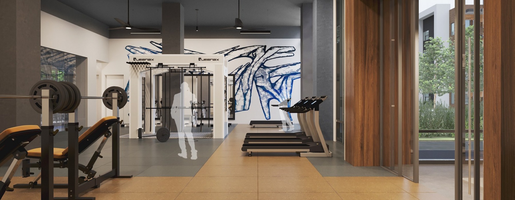 a gym with exercise equipment